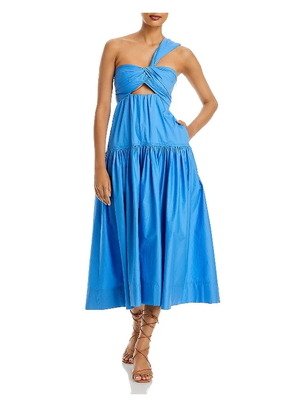Aubrey Womens Tiered Long Fit & Flare Dress Turtleneck Neckline Stylish