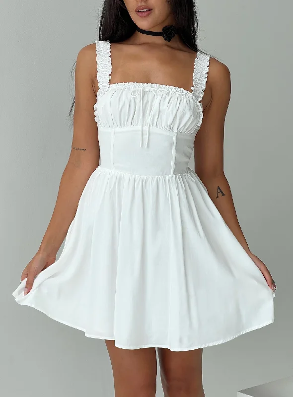Keltie Mini Dress White Tunics Satin smooth