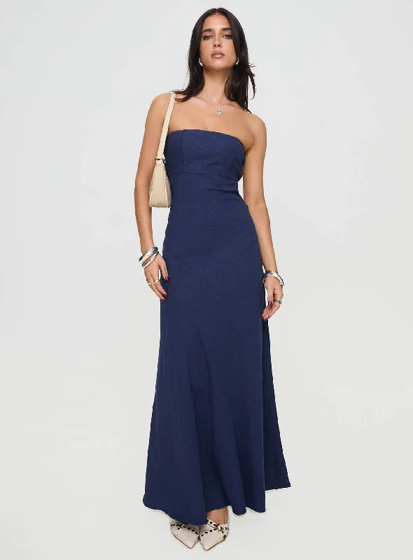 Yahir Strapless Maxi Dress Navy Petite Tunics Chinos classic