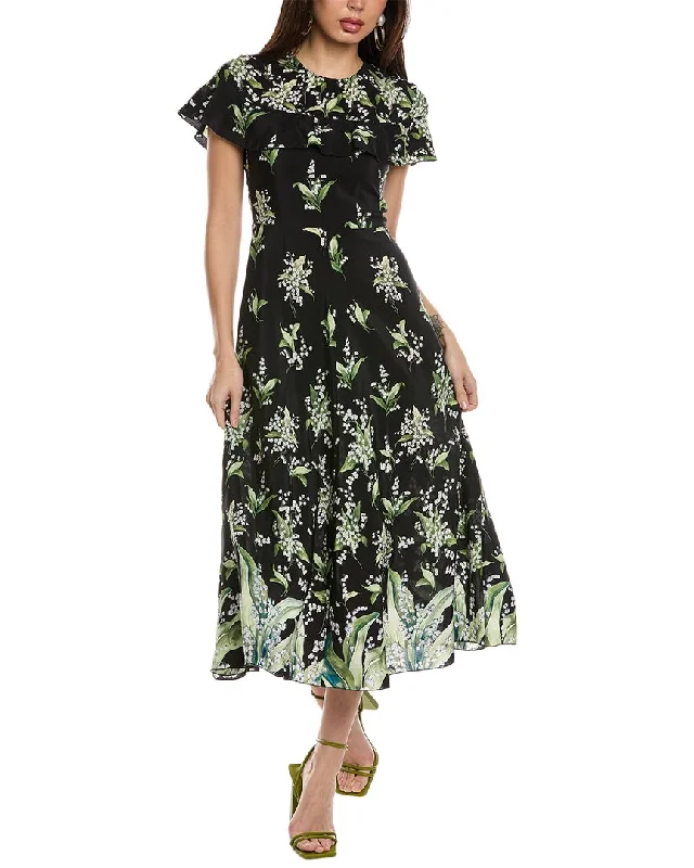 RED Valentino Silk Midi Dress Cowl Neckline Elegant