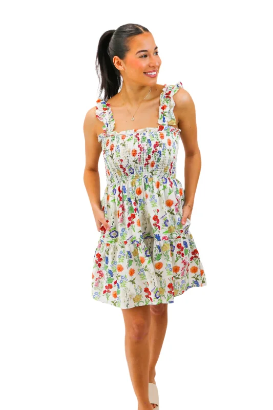 The Sweetest Thing Floral Mini Dress, Ivory Comfortable Casual Mini Dress