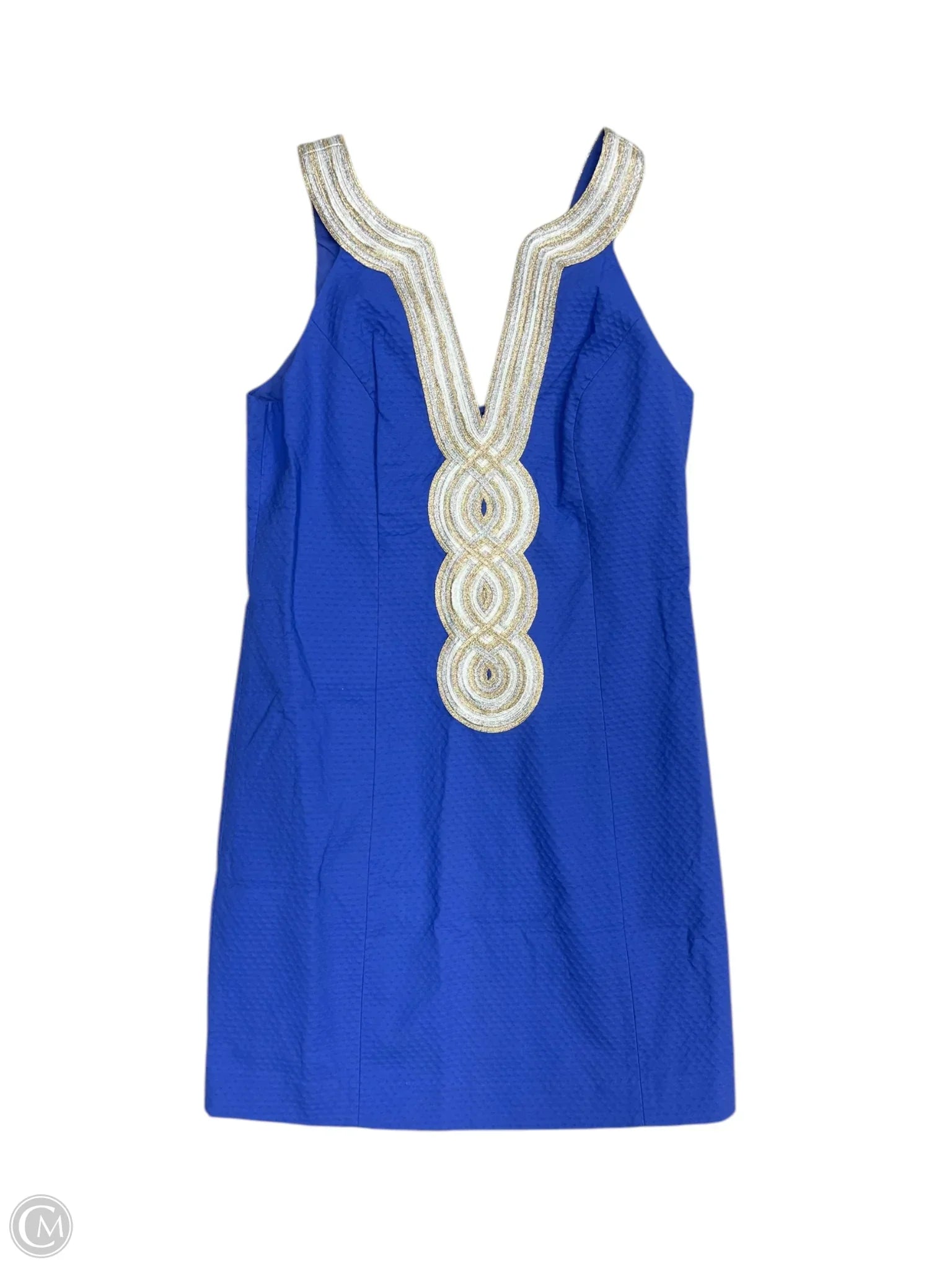 Dress Designer By Lilly Pulitzer In Blue & Gold, Size: 10 Turtleneck Warm Winter