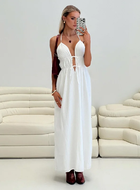 Dalston Maxi Dress White Tunics Fashionable chic