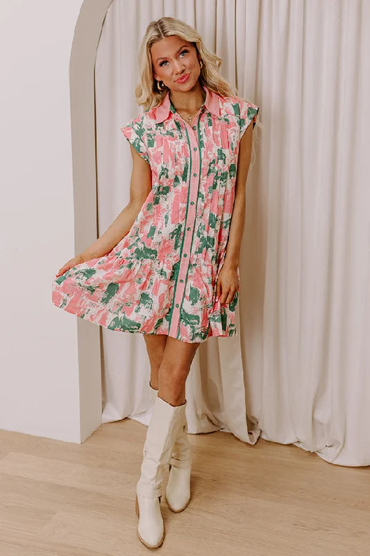 Artistic Flow Button Down Mini Dress in Green Elegant Tulle Mini Dress