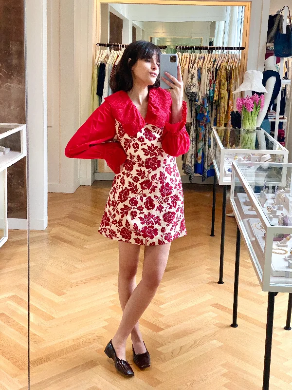 POSSE | PRINTED ALICE MINI DRESS Elegant Floral-Print Mini Dress