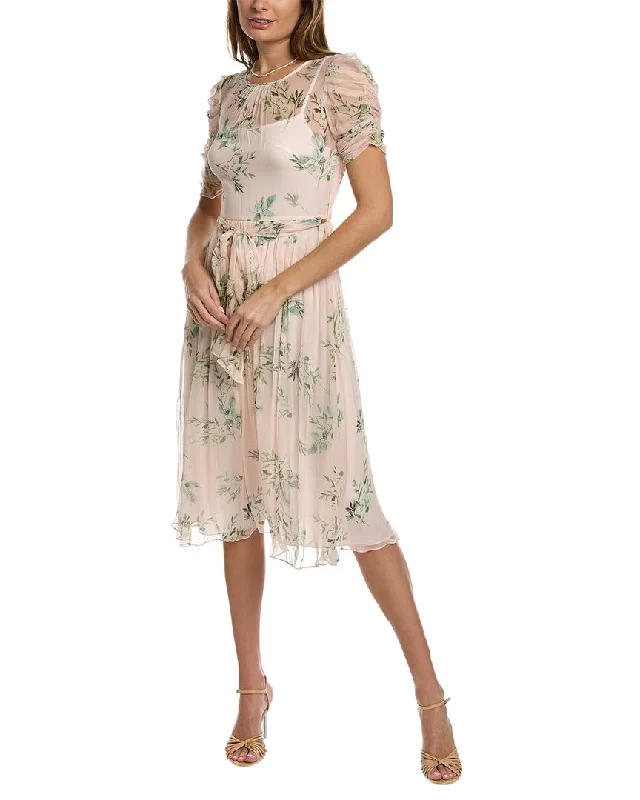 ML Monique Lhuillier Chiffon Midi Dress Tunics Chic fashionable
