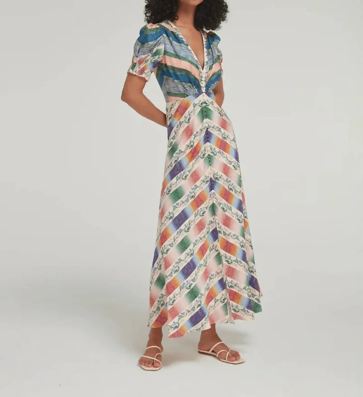 Lea Long Dress In Chevron Tunics Chic elegant