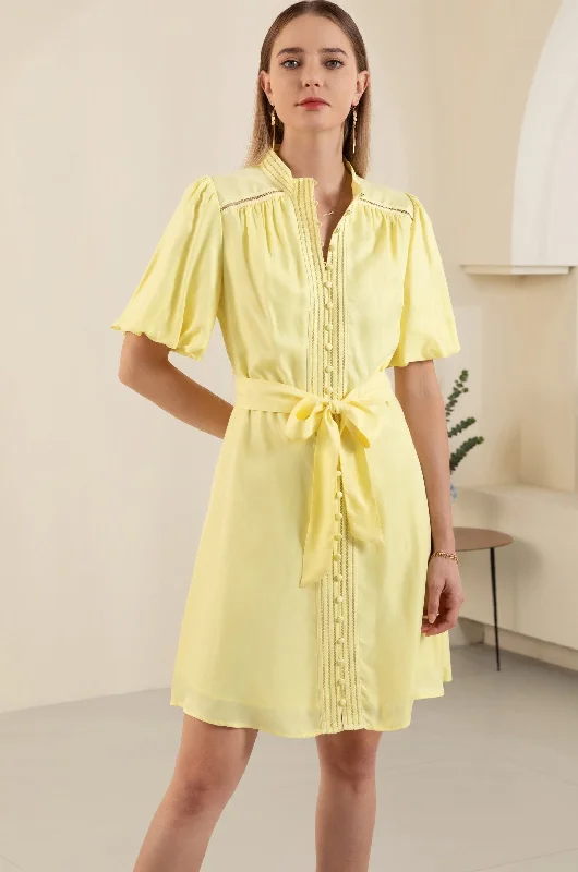 Lorina Mini Dress - Yellow Tunics Long Elegant