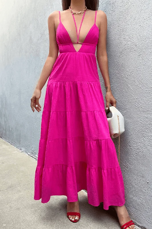 Kame Maxi Dress - Fuchsia Tunics Wedding white