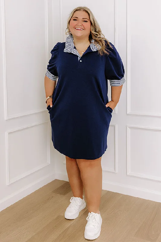 Yacht Club Livin' Mini Dress in Navy Curves Trendy Camisole Mini Dress