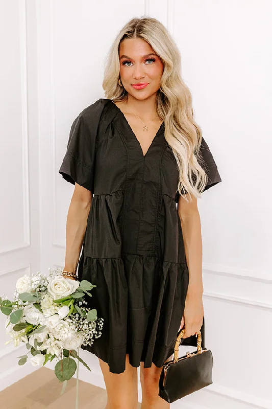 Take A Chance Mini Dress in Black Comfortable Ruffle Mini Dress