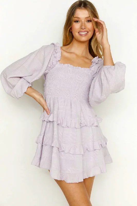 Amy Mini Dress - Lilac/Purple Tunics Formal black