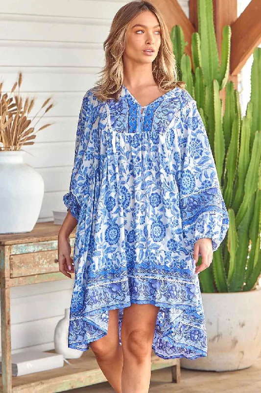 Jess Mini Dress - Blue Tunics Short Trendy