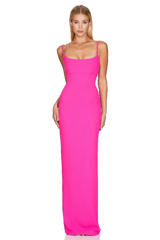 Nookie Bailey Maxi Dress - Neon Pink Bodycon Club Sequined
