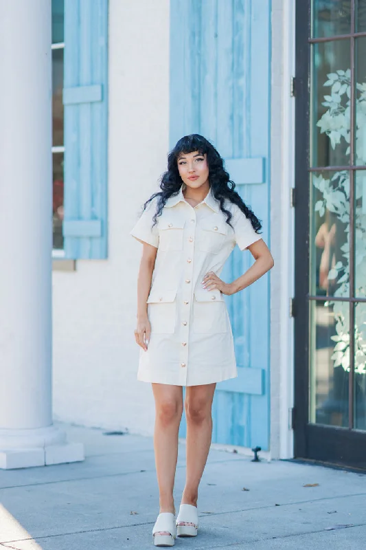 At Ease Cargo Mini Dress Comfortable Zip-Up Mini Dress