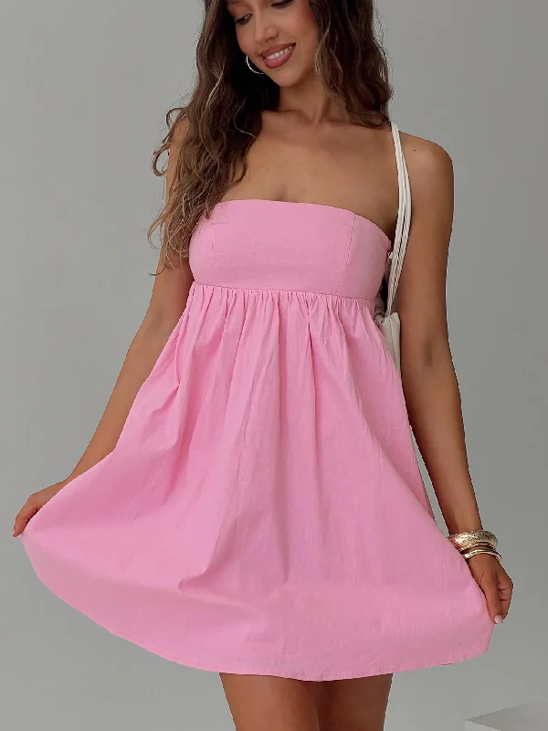 Osment Strapless Mini Dress Pink Tunics Polka dots
