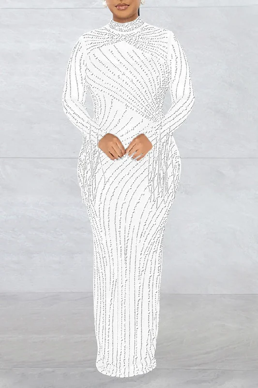 Rhinestones Tassels Slim Fit Evening Dress Tunics Luxurious high-end
