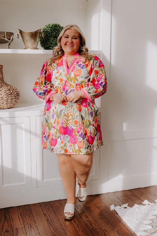Life In Full Bloom Mini Dress in Pink Curves Elegant Sequin Mini Dress