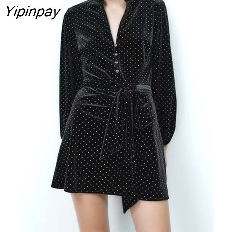 Yipinpay New Women Velvet Mini Dresses With Belt 2023 Spring Autumn Elegant Ladies Soft Dresses Long Sleeve A-line Vestidos Stylish Short Sleeve Mini Dress Yipinpay New Women Velvet Mini Dresses With Belt 2023 Spring Autumn Elegant Ladies Soft Dresses Long Sleeve A-line Vestidos Stylish Short Sleeve Mini Dress
