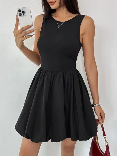 Perfee Ruched Sleeveless Mini Dress Stylish Short-Sleeve Mini Dress