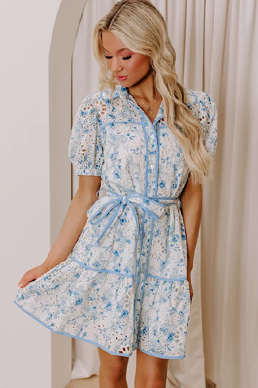 Sweet Embrace Floral Eyelet Mini Dress Fashionable Lace Mini Dress