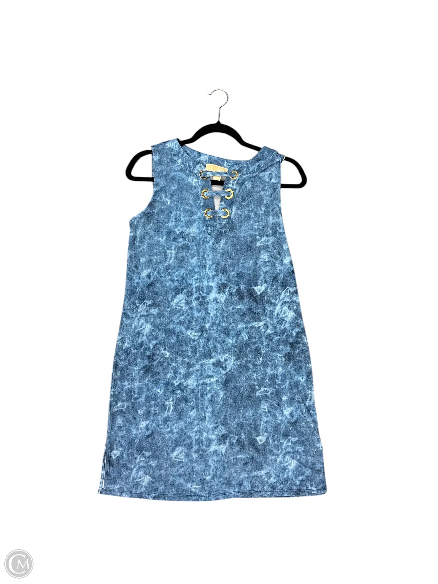 Dress Casual Midi By Michael By Michael Kors In Blue & Brown, Size: 6 Tunics Bridal satin