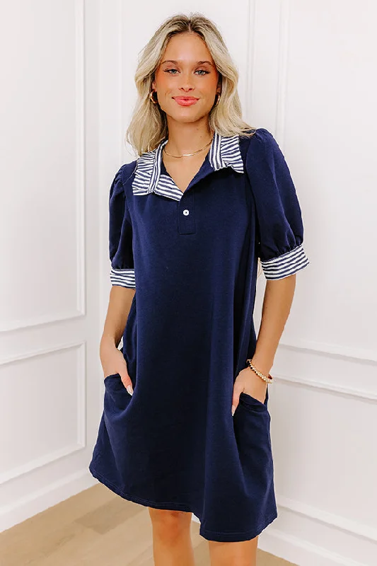Yacht Club Livin' Mini Dress in Navy Stylish Button-Down Mini Dress