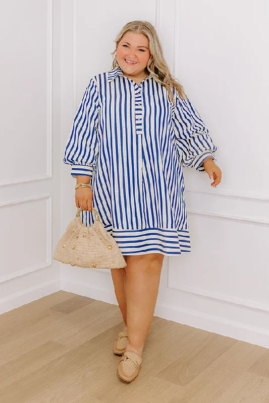 Charleston Charm Stripe Mini Dress in Sapphire Curves Comfortable Bodycon Mini Dress Charleston Charm Stripe Mini Dress in Sapphire Curves Comfortable Bodycon Mini Dress