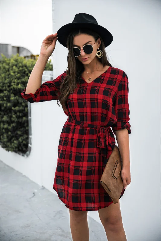 Rochester Gingham Sweater Dress Turtleneck Warm Winter