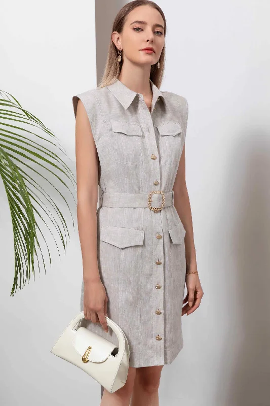 Giselle Linen Mini Dress - French Oak Tunics Handmade artisanal