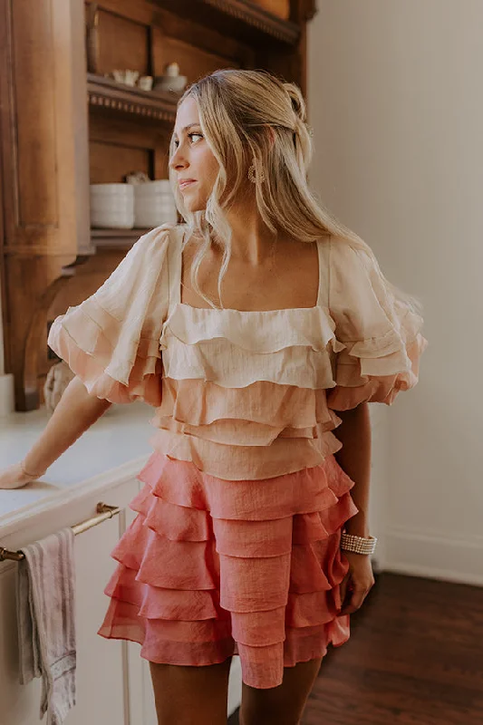 Love Song Tiered Mini Dress in Pink Elegant Silk Mini Dress