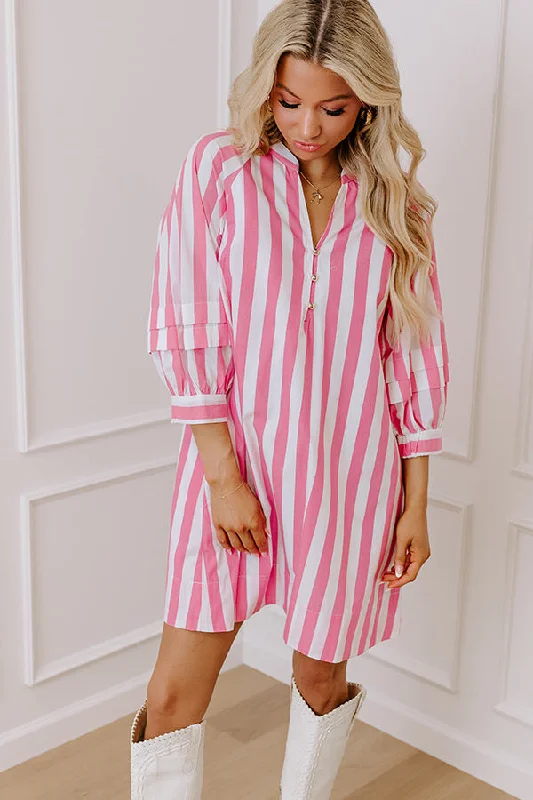 Sippin' Rose Stripe Mini Dress Comfortable Polka Dot Mini Dress