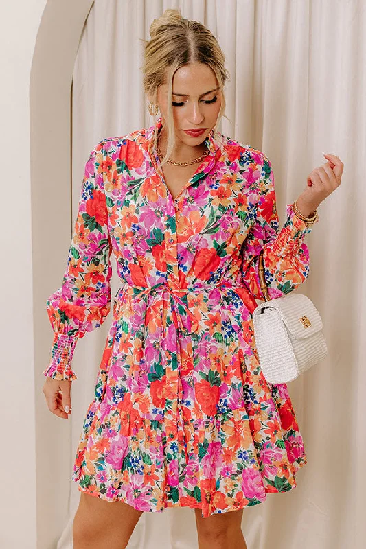 Blooming Personality Button Down Mini Dress Stylish Summer Mini Dress