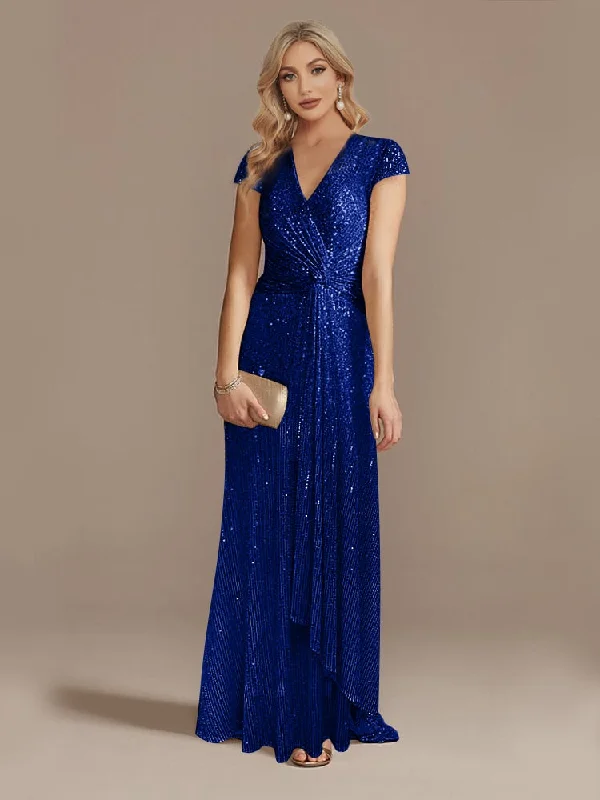 Zjkrl New Luxury Champagne V-Neck Sequin Evening Dress Women Party Maxi Dress Beading Gowns Long Prom Cocktail Dresses Tunics New arrival