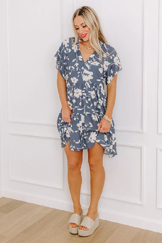 So Cheerful Floral Mini Dress Fashionable Mini Dress with Pockets