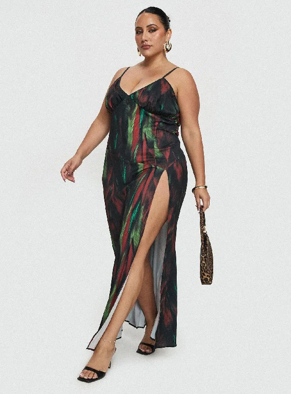 Feather Maxi Dress Multi Curve Tunics Office stylish