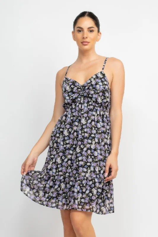 Double Strap Back Mini Dress Stylish Plaid Mini Dress