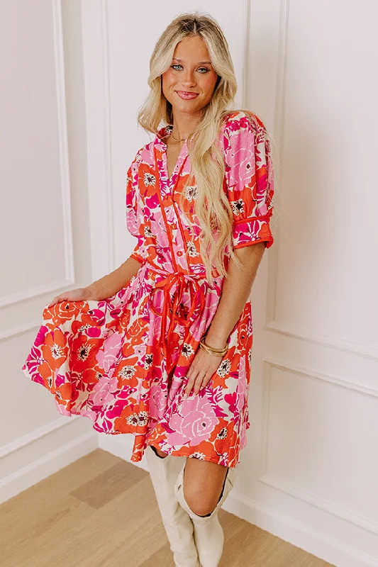 Sunny With A Chance of Blooms Mini Dress Comfortable Linen Mini Dress