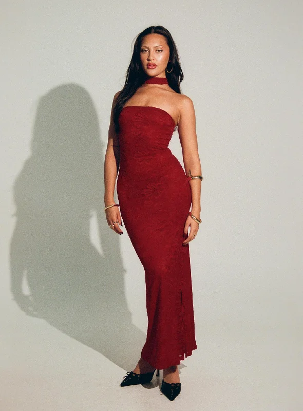 Melantha Strapless Maxi Dress Red Tunics Sophisticated sleek