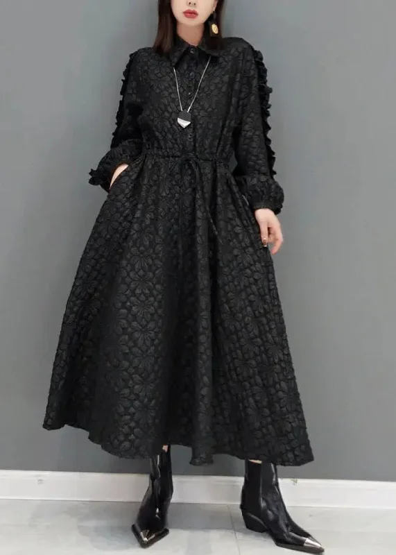 Jacquard Cotton Long Dress Fall Tunics Silk luxurious
