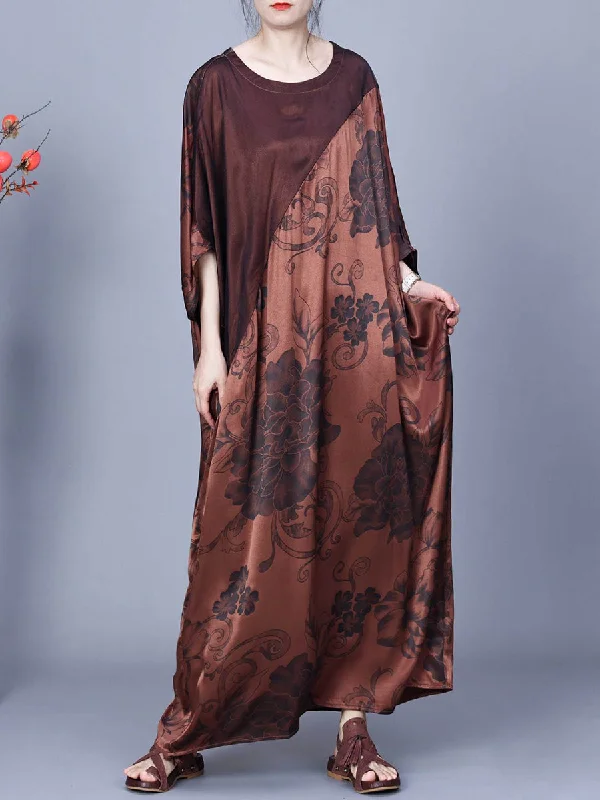 Women Vintage Flower Print Spliced Summer Maxi Dress CO1046 Tunics Stylish modern