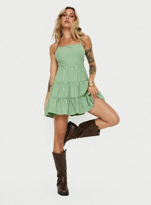 Summer Break Mini Dress Sage Tunics Short Trendy