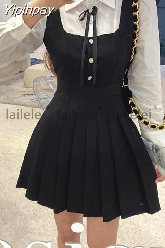 Yipinpay Ruched Mini Dress Shirt Puff Long Sleeve Lolita Vestidos Cortos A-Line Kawaii Party Black Korean Cute 2023 Spring Fall Trendy Off-Shoulder Dress Mini Yipinpay Ruched Mini Dress Shirt Puff Long Sleeve Lolita Vestidos Cortos A-Line Kawaii Party Black Korean Cute 2023 Spring Fall Trendy Off-Shoulder Dress Mini