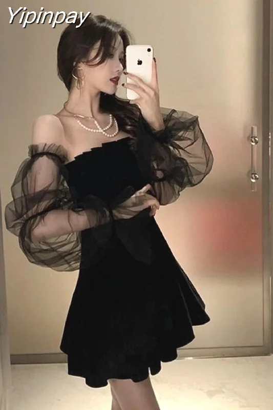 Yipinpay 2023 Black Retro Dress Women Lace Chiffon Mini Dress Female High Street Sexy Korean Fashion Dress Women Club Dress Cozy T-Shirt Mini Dress Yipinpay 2023 Black Retro Dress Women Lace Chiffon Mini Dress Female High Street Sexy Korean Fashion Dress Women Club Dress Cozy T-Shirt Mini Dress