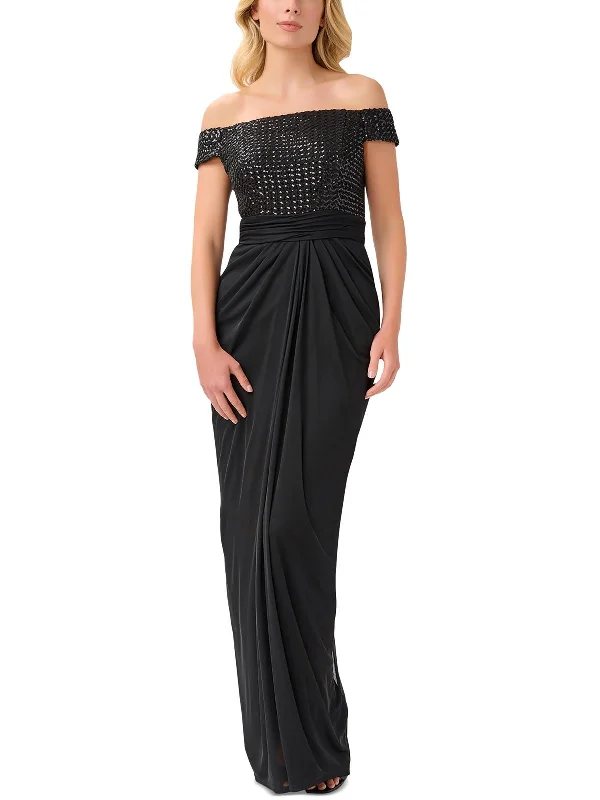 Womens Mesh Off-The-Shoulder Evening Dress Tunics Luxurious high-end