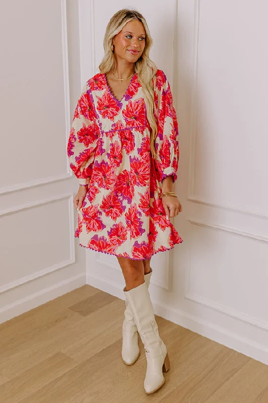 Tulip Fields Floral Mini Dress Cozy Knit Mini Dress