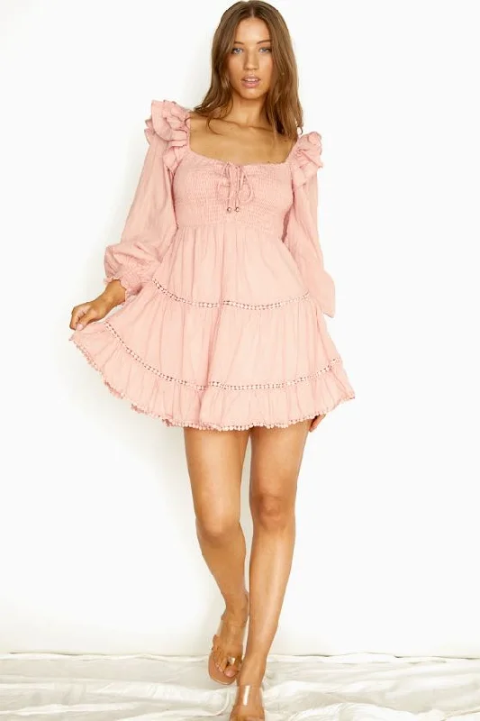 Sarah Mini Dress - Pink Tunics Silk luxurious