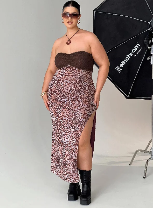 Raidein Strapless Maxi Dress Leopard Curve Tunics Practical durable