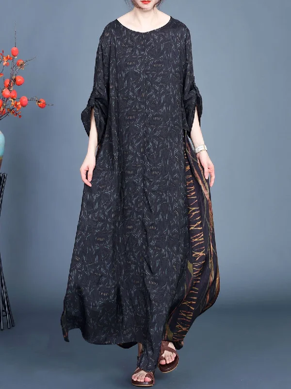 Women Artsy Floral Spliced Spring Maxi Dress CO1005 A-Line Day Work