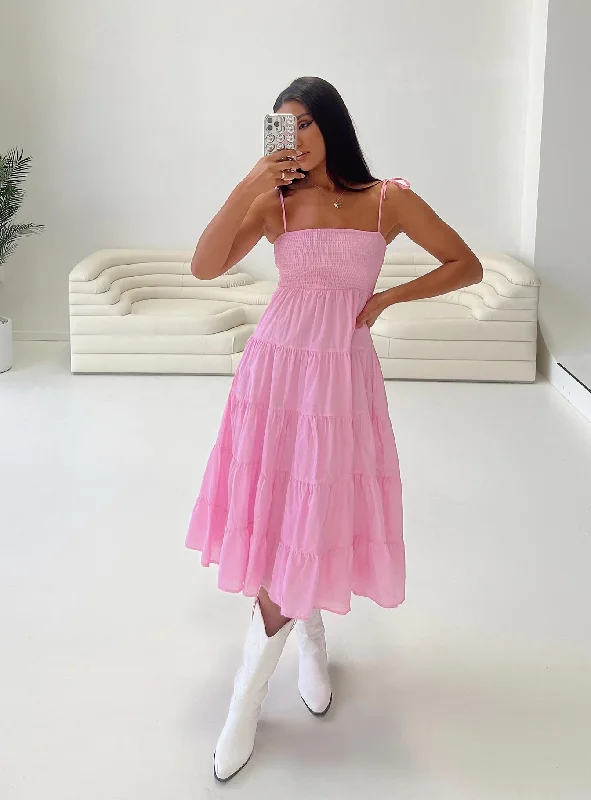 Macer Maxi Dress Pink Tunics Essential wardrobe